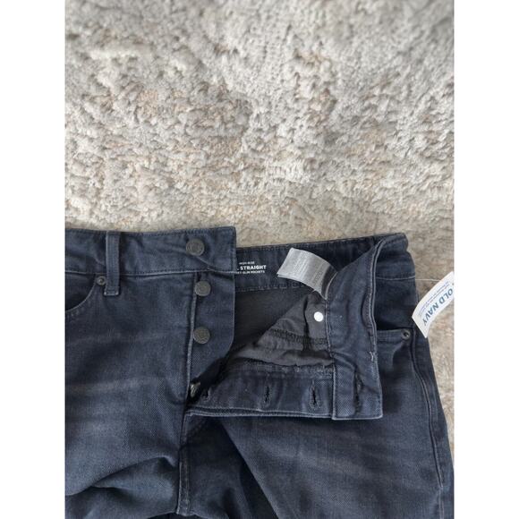 NEW Old Navy Sz 10 Button Fly Distressed High Rise Straight Jeans Slim Pockets - Picture 4 of 12